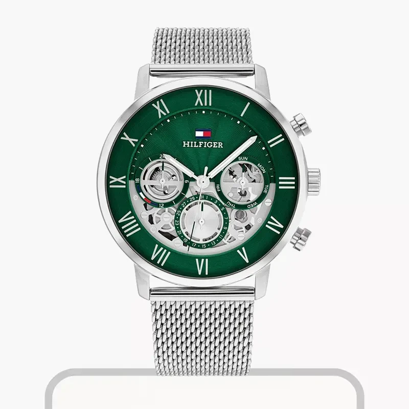 Tommy Hilfiger Legend Multifunction Green Skeleton Men's Watch- 1710567